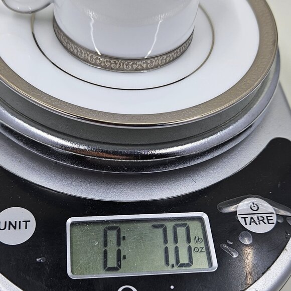 Flat Demitasse Cup & Saucer Set Grand Buffet Classic Platinum by Charter Club - Picture 12 of 12